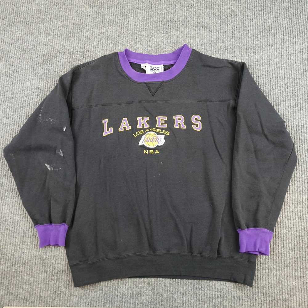 Vintage Los Angeles Lakers Sweatshirt Mens Medium Black NBA Basketball Lee Sport